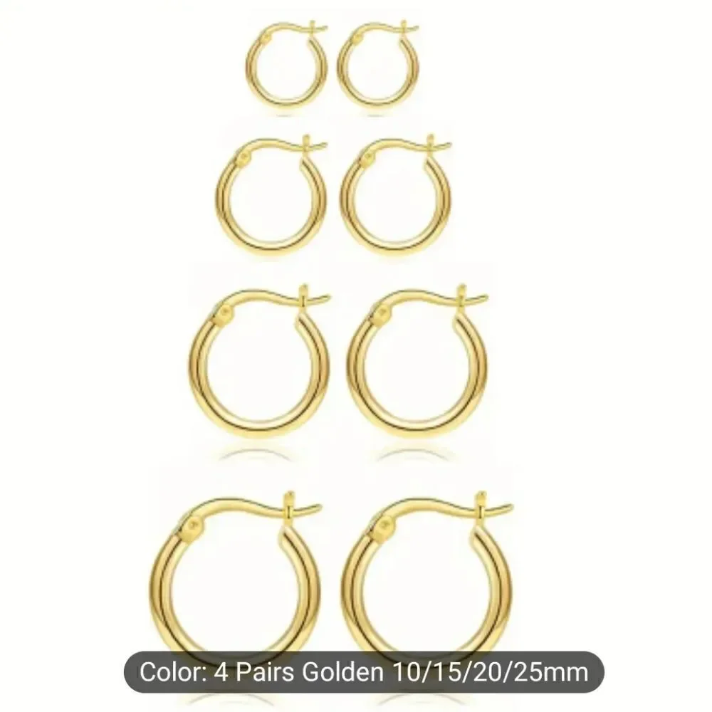 One pair hyperallergenic stainless steel gold hoops